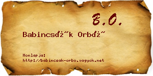 Babincsák Orbó névjegykártya
